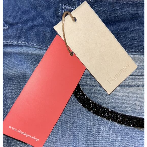 NWT Flamingals Ripped Roll Hem High-Rise Skinny Jeans Women's XL 32X30 - Picture 7 of 8